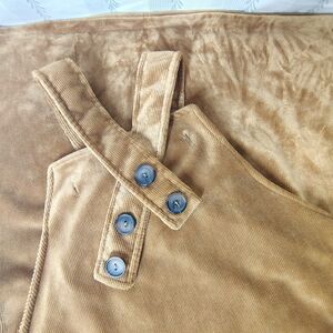 Ragstock- Size ? Fits Like A M/L -Tan Corduroy Overall Dress, Adj. Buttons